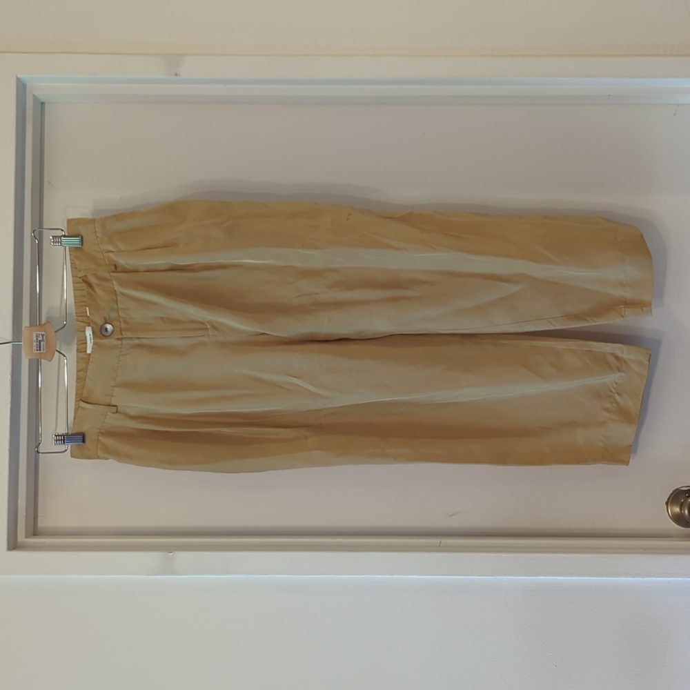 Vince 100% Silk Elastic Waist Trouser in Golden Beige 8